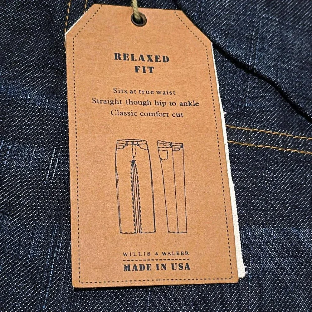 Nwt Willis & Walker Sz 42* Big & Tall Relaxed Fit Dark Wash Jeans USA Made 43x39